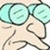 Animated cartoon character with light blue glasses and beige skin, first frame shows neutral pose, second frame adds text overlay.