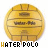 A contact sheet of nine identical water polo ball icons arranged in a 3x3 grid, each with visible text and branding details.