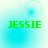 Green text 'JESSIE' on a light blue gradient background with faint circular patterns.