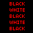 Red pixelated text alternates between black and white backgrounds in a pattern with no visible animation changes