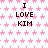 Pixelated icon with repeated text "I LOVE KIM" on pink star background, partially cropped at bottom right.