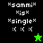*sami* is *single* with a green star on black background and a black star on bright green background.