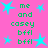A static image with a bright pink background featuring turquoise star shapes and green pixelated text reading 'me and casey bffl' repeated in a pattern