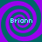 Four identical spiral patterns in purple and teal with the text 'Brionn' overlaid in light blue pixelated font.