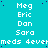A static image with a cyan background displaying repeated text and a gray rectangle in the bottom-right corner