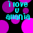 Cyan text 'i love u amania' over black background with shifting purple and pink circles.