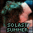 A 4-frame contact sheet of a pixelated animated icon showing a person with dark hair and blue clothing in three visible frames, each displaying the text "SOLAST SUMMER" over the image.
