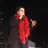Pixelated image of a person with red hair and red scarf against dark background, with bright pink text overlay reading "I LOVE BOAS!!!" and "Gerard WayAnd We Luv Luvs Boas! GerardWay!"