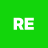 Green background with white pixelated letters RE in the center, showing slight visual distortion on the left side of the R.