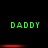Green pixelated text 'DADDY' repeated in two above red horizontal bars on a black background