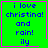 Green square with blue text reading 'i love christina! and rain! ily' and pink border; one frame has a pink heart, another a pink star.