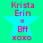 Two identical cyan star-shaped icons with pink text on a green background, each displaying names and relationship labels.