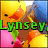 six pixelated showing a cartoon character with yellow hair, blue eyes, and pink cheeks. Each contains distinct text overlays in various colors