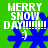 Green background with white text 'MERRY SNOW DAY!!!!!!' and blue snowflake icons featuring a smiling face, displayed in four quadrants.