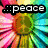 A four- of pixelated icons featuring a peace symbol flower, a heart with 'love' text, a with 'AND...' text, and a taco with 'tacos' text