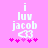 Pixelated pink background with white text "i luv jacob" and a heart symbol, surrounded by small pink stars.