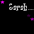 Animated icon with 'Sarah...' text and pink stars on black background, showing star movement across frames.