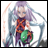 A pixelated anime-style character with long purple hair and blue accents stands on the left side of a 48x48 buddy icon, while the right side displays stylized text "Anime IM" above smaller text "c0m" against a black background.