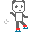 Pixelated character with panda-like features performs four distinct skating poses on gray background, each pose showing different limb positions and one holding a small blue-and-red prop.