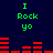 Green text "I Rock yo" appears in two vertical above red horizontal bars on a dark blue background, with the top 's bars shifting position between observations