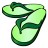 Pixelated green and light green abstract shape resembling a stylized leaf or curved form with dark green outlines on white background.