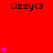 Red background with repeated 'Lizzy<3' text and pink heart icons in various quantities across the frame.