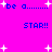 Pixelated text and white stars on a bright pink background with blue text reading "be a...... STAR!!" repeated twice.