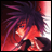 Pixelated anime-style character with spiky purple hair and red face against a gradient background, next to pixelated text "Anime IM" and "com" on black.