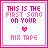 A 5x4 contact sheet of animated frames showing a pixel art icon with pink text and heart symbols on white backgrounds, displaying sequential changes in song lyrics.