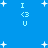 Blue background with white stars and light blue 'I <3 U' text in pixelated style.