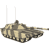 Animated sequence of a military tank icon with changing camouflage patterns and turret positions against white background.