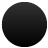 Solid black circular shape with subtle gradient shading, pixelated edges on light gray background.