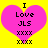 Two identical static images of a pink heart on a yellow background with black text reading "I Love JLS" and "XXXX" below.