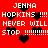Red background with repeated white text and black heart symbols in pixelated style.