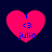 Four identical pink heart-shaped icons with blue text 'i <3 julia' on a dark background, arranged in a