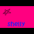 A pink background with four star icons and the text 'shelly' in different colors