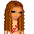 Pixel art of a female character with long brown hair, pink heart necklace, and blue pants in three poses showing different clothing details.