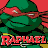 A 3x2 contact sheet of six pixelated frames from an animated TMNT buddy icon featuring Raphael, showing character portraits, turtle shell symbols, and stylized text elements in green, red, brown, and black colors.