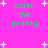 Pixelated green text "color me pretty" repeated four times on a bright pink background with scattered white star shapes.