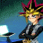 Pixelated 48x48 buddy icon featuring a Yu-Gi-Oh! character with spiky hair and crossed arms on left, next to green text 'OriginalIcons.com' on right against dark background.