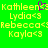 Green background with yellow text displaying names and heart symbols, one purple heart symbol visible.