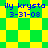 Pixelated green and yellow checkered background with blue text reading 'ily krysto 3-31-08' in four identical