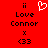 Red background with black text and symbols arranged in two vertical , each containing 'ii', 'Love', 'Connor', 'x', '<33' from top to bottom