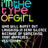 Pixelated text "IMTHE TYPE OFGIRL" in cyan, pink, yellow, and green appears above a blurred abstract pattern with multicolored lines on black background.