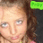 A pixelated image of a person with brown hair and light eyes, wearing a pink top, with green text labels appearing in different positions across frames.