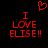 Red pixelated text and heart symbol on black background, two identical side-by-side displays of 'I LOVE ELISE!!' with a heart above the left text block.