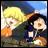 A 48x48 pixel animated contact sheet showing two anime-style characters in a side-by-side layout with text on the right.