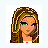 A 3x3 contact sheet of pixel art frames showing a cartoon character with long brown hair, colorful floral patterns on clothing, and text-based icons in various colors.