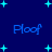 Blue background with cyan stars and four instances of the word 'Ploof' in blue text, each with a slight pixelated effect.