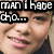 A pixelated image of a person's face with text overlay reading "man I hate cha..." in a blocky font.